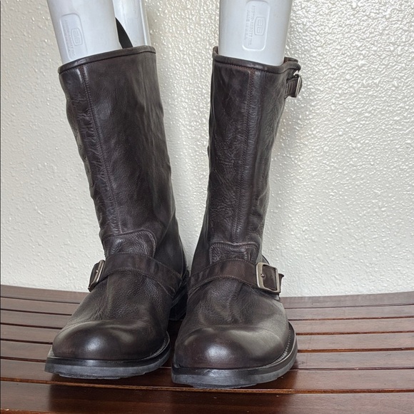 John Varvatos Rich Brown Leather Buckle Boots NWOT - Picture 3 of 6